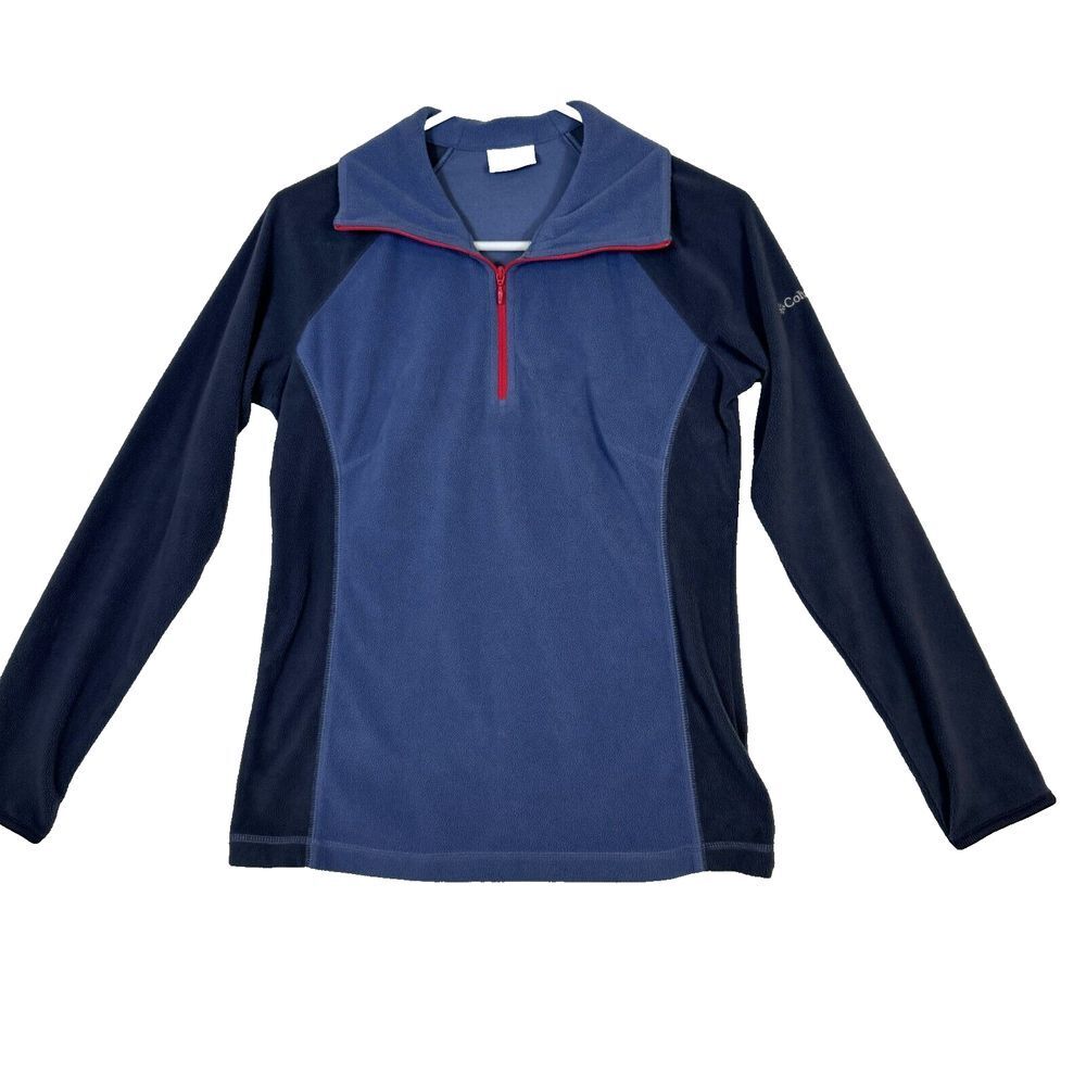 Columbia Men's Fleece Jacket Small Long Sleeve 1/4 Zip Navy Blue Polyester M 118